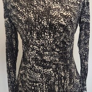 Haggar Black Fitted Ruched Long Sleeve Blouse